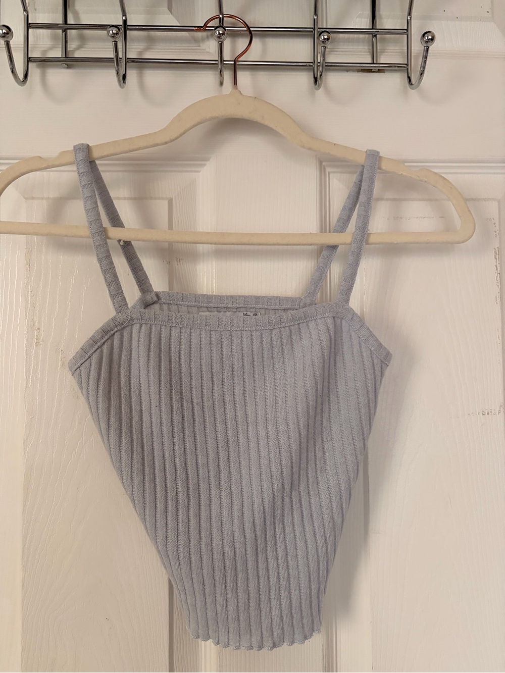 Mi Light Blue Ribbed Double-Strap Camisole
